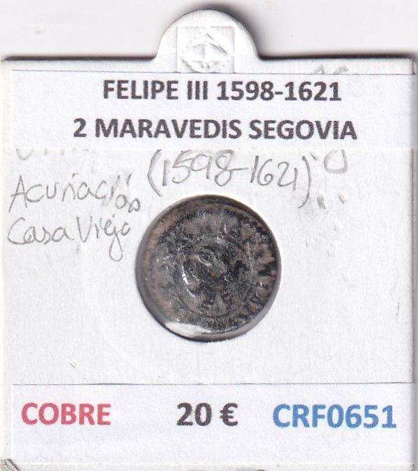 CRF0651 CRF0651 MONEDA ESPAÑA FELIPE III 1598-1621 2 MARAVEDIS SEGOVIA COBRE - Imagen 1