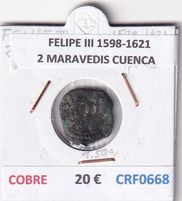 CRF0668 CRF0668 MONEDA ESPAÑA FELIPE III 1598-1621 2 MARAVEDIS CUENCA COBRE - Imagen 1