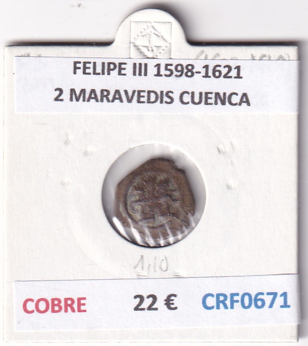 CRF0671 CRF0671 MONEDA ESPAÑA FELIPE III 1598-1621 2 MARAVEDIS CUENCA COBRE - Imagen 1
