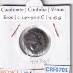 CRF0701 MONEDA ROMANA CUADRANTE CORDUBA VENUS BRONCE