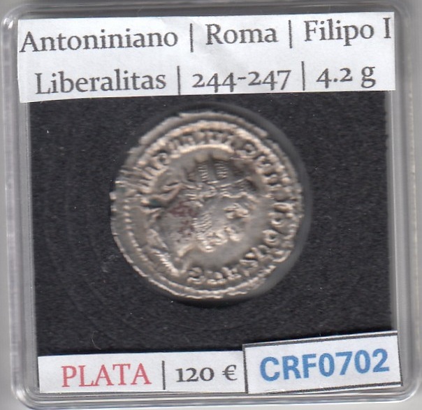 CRF0702 CRF0702 MONEDA ANTONINIANO ROMA FILIPO I LIBERALITAS 244-247 - Imagen 1