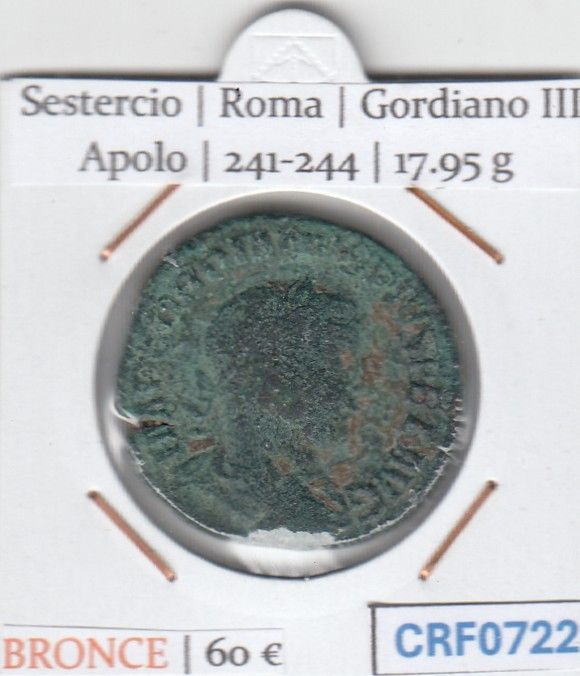 CRF0722 CRF0722 MONEDA SESTERCIO ROMA GORDIANO III APOLO 214-244 - Imagen 1