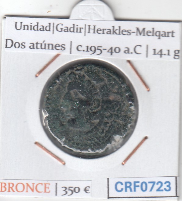 CRF0723 CRF0723 MONEDA UNIDAD GADIR HERAKLES-MELQART DOS ATUNES 195-40 A.C - Imagen 1