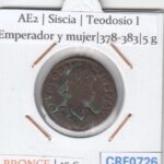 CRF0726 MONEDA AE2 SISCIA TEODOSIO I EMPERADOR Y MUJER 378-383