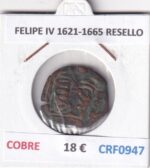 CRF0947 MONEDA ESPAÑA FELIPE IV 1621-1665 RESELLO COBRE