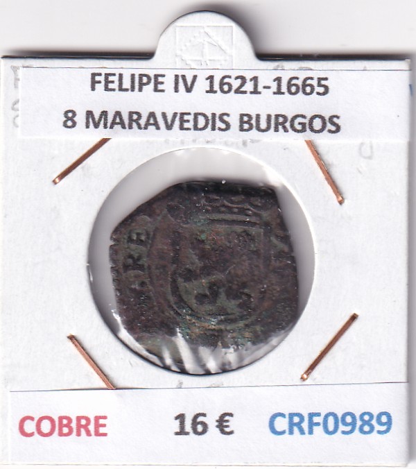 CRF0989 CRF0989 MONEDA ESPAÑA FELIPE IV 1621-1665 8 MARAVEDIS BURGOS COBRE - Imagen 1