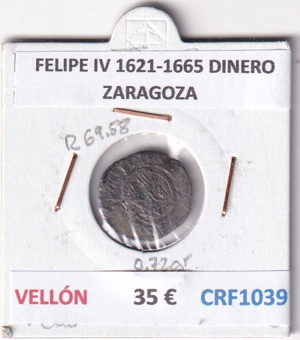 CRF1039 CRF1039 MONEDA ESPAÑA FELIPE IV 1621-1665 DINERO ZARAGOZA VELLON - Imagen 1