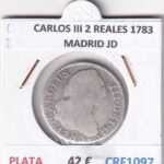 CRF1097 MONEDA ESPAÑA CARLOS III 2 REALES 1783 MADRID JD PLATA