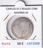 CRF1098 MONEDA ESPAÑA CARLOS III 2 REALES 1784 MADRID JD PLATA