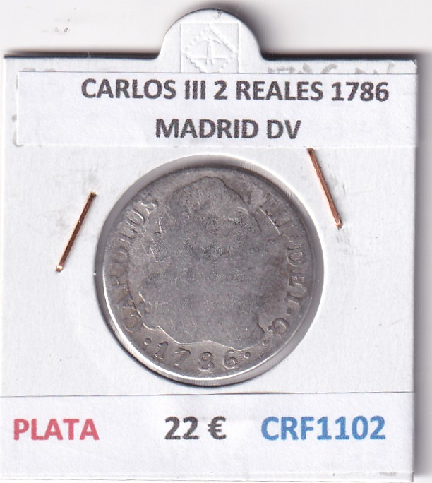 CRF1102 CRF1102 MONEDA ESPAÑA CARLOS III 2 REALES 1786 MADRID DV PLATA - Imagen 1