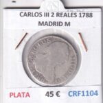 CRF1104 MONEDA ESPAÑA CARLOS III 2 REALES 1788 MADRID M PLATA