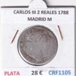 CRF1105 MONEDA ESPAÑA CARLOS III 2 REALES 1788 MADRID M PLATA