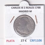 CRF1106 MONEDA ESPAÑA CARLOS III 2 REALES 1788 MADRID M PLATA