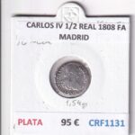 CRF1131 MONEDA ESPAÑA CARLOS IV 1/2 REAL 1808 FA MADRID PLATA