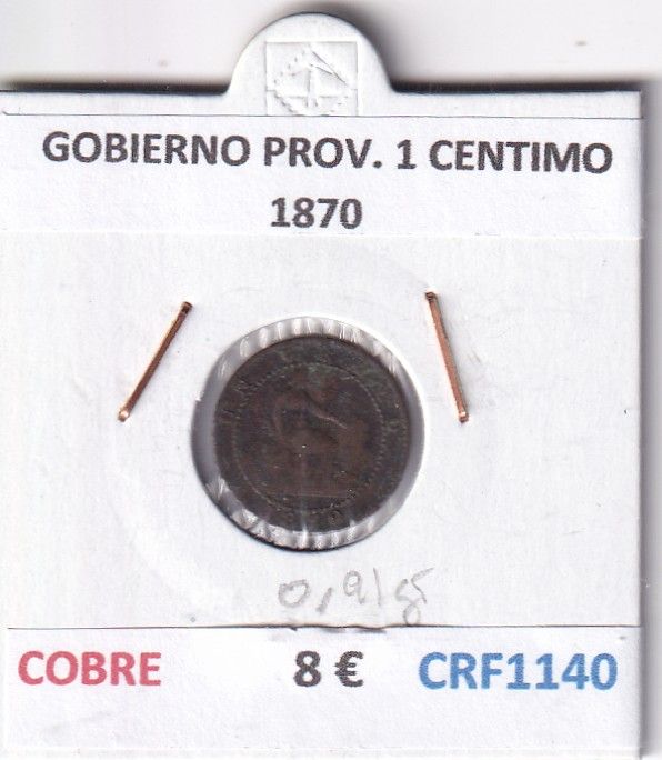 CRF1140 CRF1140 MONEDA ESPAÑA GOBIERNO PROVISIONAL 1 CENTIMO 1870 COBRE - Imagen 1