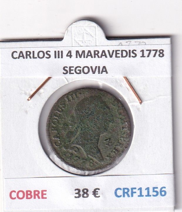 CRF1156 CRF1156 MONEDA ESPAÑA CARLOS III 4 MARAVEDIS 1778 SEGOVIA COBRE - Imagen 1