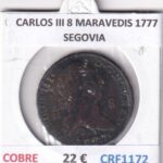 CRF1172 MONEDA ESPAÑA CARLOS III 8 MARAVEDIS 1777 SEGOVIA COBRE