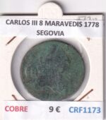 CRF1173 MONEDA ESPAÑA CARLOS III 8 MARAVEDIS 1778 SEGOVIA COBRE