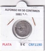 CRF1190 MONEDA ESPAÑA ALFONSO XII 50 CENTIMOS 1881 *-*- PLATA