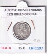 CRF1197 MONEDA ESPAÑA ALFONSO XIII 50 CENTIMOS 1926 BRILLO ORIGINAL PLATA