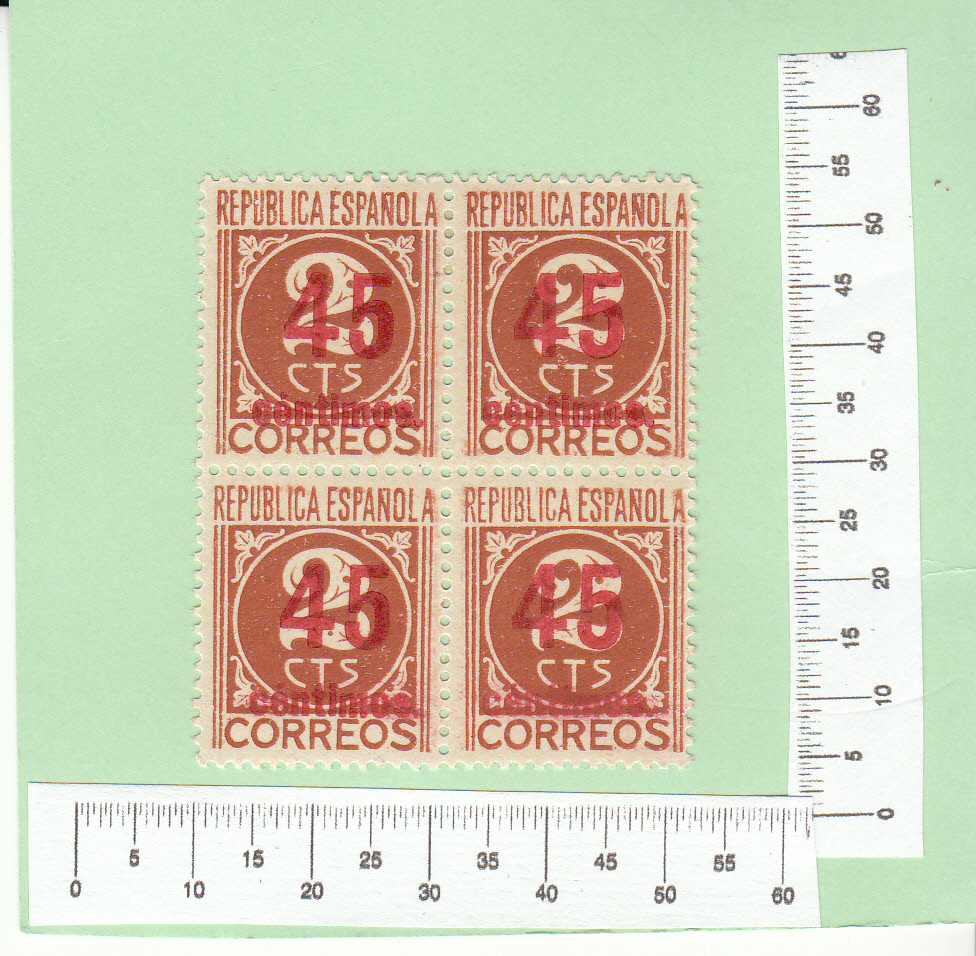 CRS0304 CRS0304 SELLOS Nº CAT 744 HCCA LOS DE ARRIBA X EL RESTO XX Y SOBRECARGA EN ROJO - Imagen 1