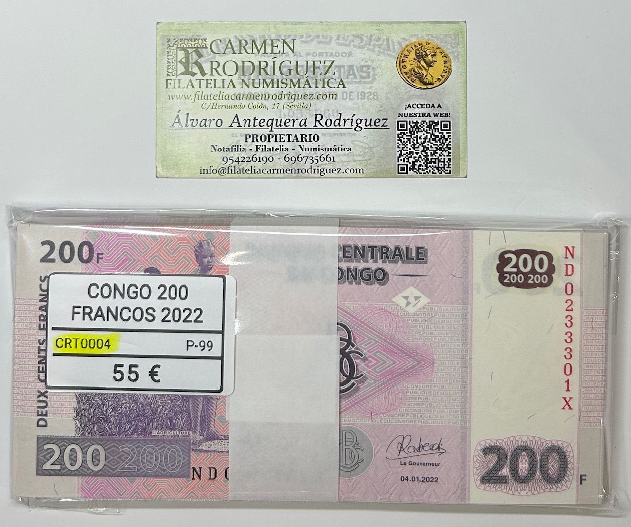 CRT0004 CRT0004 TACO 100 BILLETES CONGO 200 FRANCOS 2022 P-99 - Imagen 1
