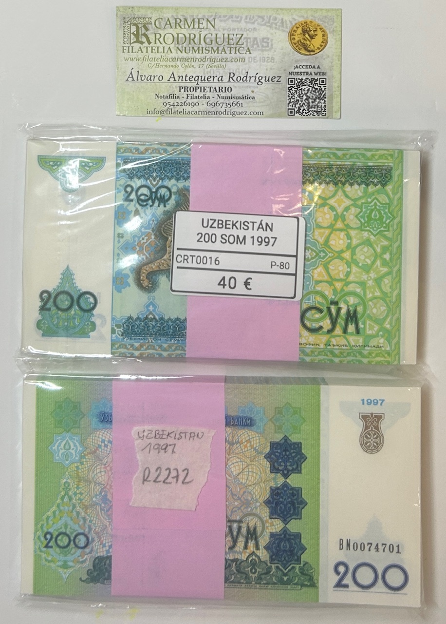 CRT0016 CRT0016 TACO 100 BILLETES UZBEKISTAN 200 SOM 1997 P-80 - Imagen 1