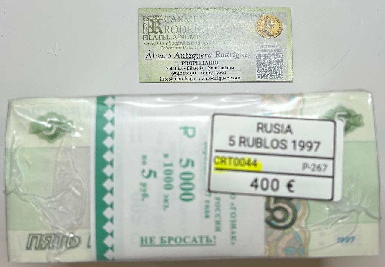 CRT0044 CRT0044 TACO 1000 BILLETES RUSIA 5 RUBLOS 1997 P-267 - Imagen 1