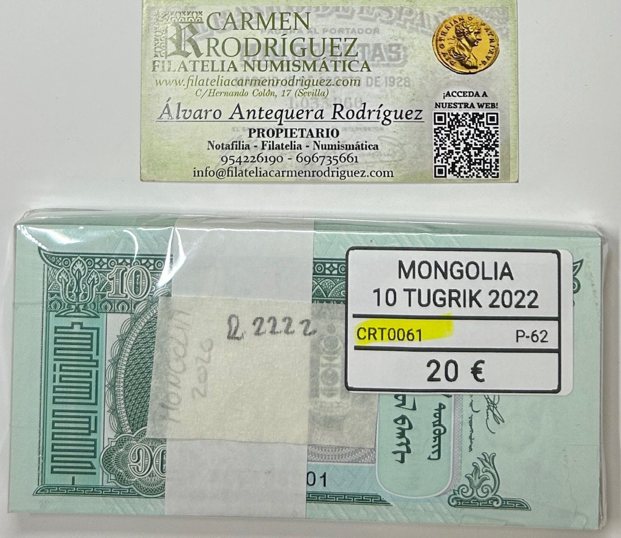 CRT0061 CRT0061 TACO 100 BILLETES MONGOLIA 10 TUGRIK 2022 P-62 - Imagen 1