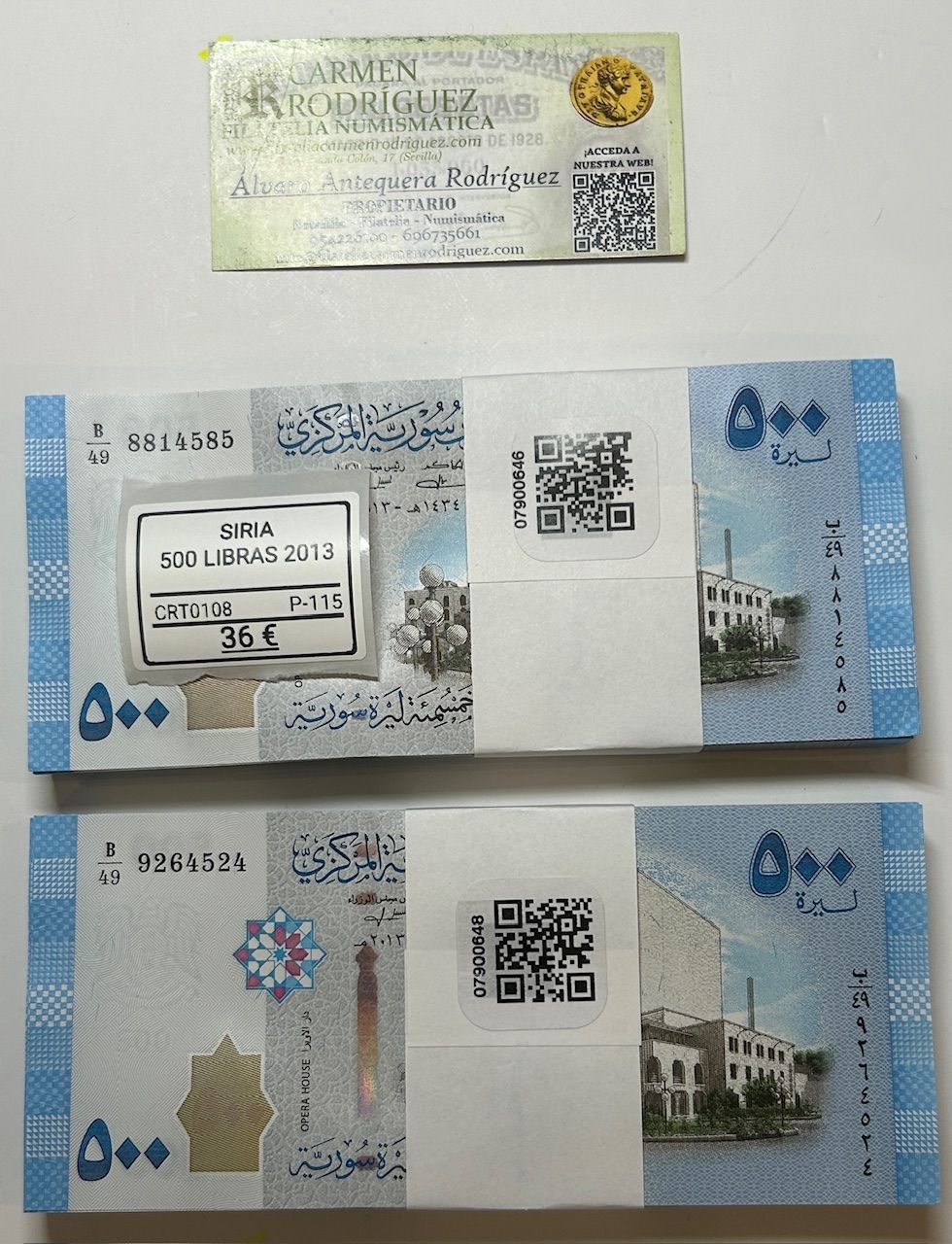 CRT0108 CRT0108 TACO 100 BILLETES SIRIA 500 LIBRAS SIRIAS 2013 P-115 - Imagen 1