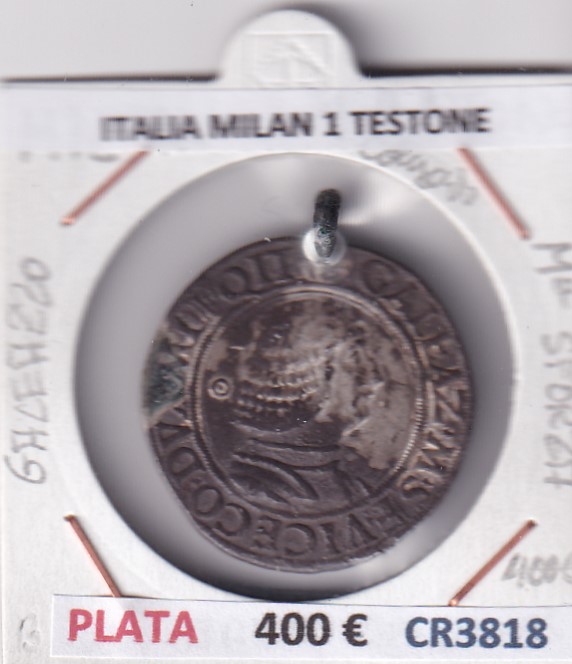 CR3818 CR3818 MONEDA ITALIA MILAN 1 TESTONE Mª SFORZA CON COLGADURA BO - Imagen 1