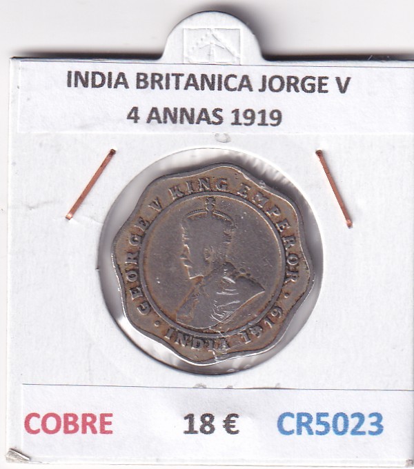 CR5023 CR5023 MONEDA INDIA BRITANICA JORGE V 4 ANNAS 1919 COBRE NIQUEL - Imagen 1