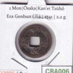 CRA006 MONEDA SAMURAI 1 MON KANEI TSUHO OSAKA 1741
