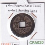 CRA020 MONEDA SAMURAI 4 MON KANEI TSUHO 11 OLAS FUGAWA 1857-1859