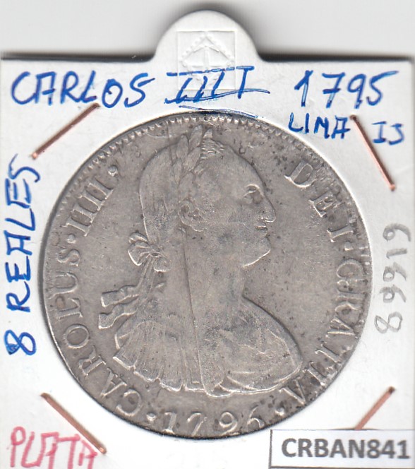 CRBAN841 CRBAN841 MONEDA ESPAÑA CARLOS IV 8 REALES LIMA 1795 PLATA - Imagen 1