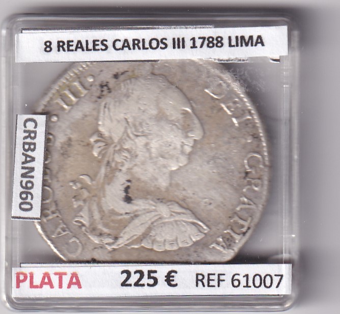CRBAN960 CRBAN960 MONEDA ESPAÑA 8 REALES CARLOS III 1788 LIMA - Imagen 1