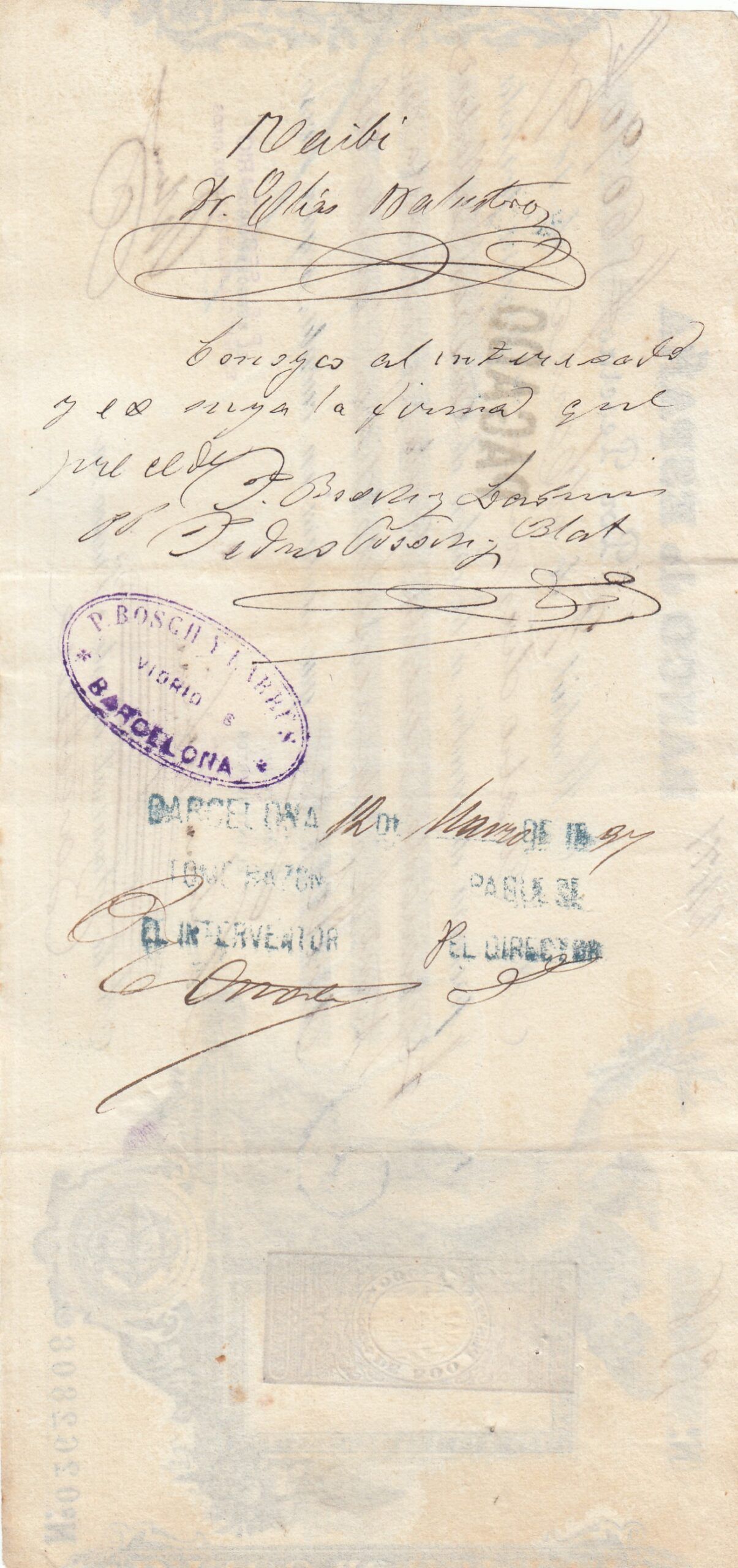 CRBL0474 CRBL0474 LETRA DE CAMBIO ESPAÑA 1897 EBC - Imagen 1
