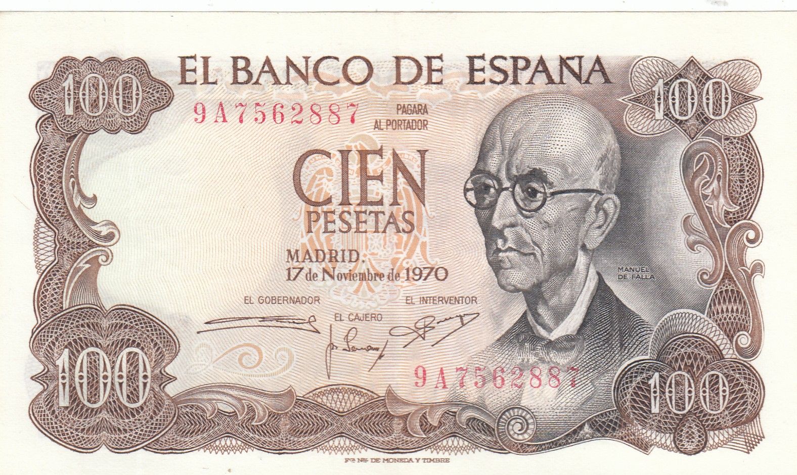 CRBP0032 CRBP0032 BILLETE ESPAÑA 100 PESETAS 1970 SERIE ESPECIAL 9A DOBLEZ CENTRAL SIN CIRCULAR - Imagen 1