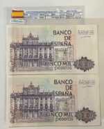 CRBS3451 PAREJA CORRELATIVA BILLETE ESPAÑA 5000 PESETAS 1979 SERIE EU EBC- - Imagen 2