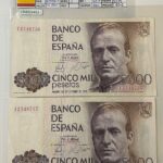 CRBS3452 PAREJA CORRELATIVA BILLETE ESPAÑA 5000 PESETAS 1979 SERIE I EBC