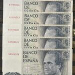CRBS3802 LOTE 5 CORRELATIVOS BILLETES ESPAÑA 10000 PESETAS 1985 SERIE A EBC