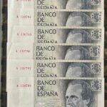 CRBS3804 LOTE 9 CORRELATIVOS BILLETES ESPAÑA 10000 PESETAS 1985 SERIE A EBC
