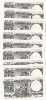CRBS3825  LOTE 11 BILLETES ESPAÑA CORRELATIVOS 5 PESETAS 1954 SIN SERIE SIN CIRCULAR - Imagen 2