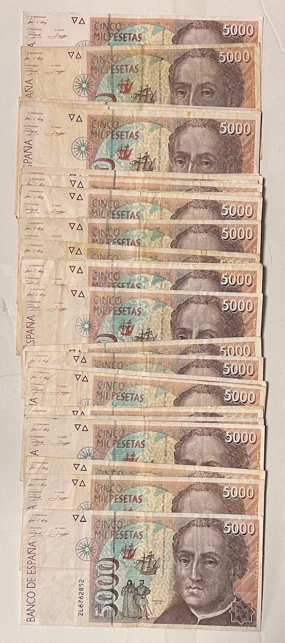 CRBS3846 CRBS3846 LOTE 50 BILLETES ESPAÑA 5000 PESETAS 1992 USADOS - Imagen 1