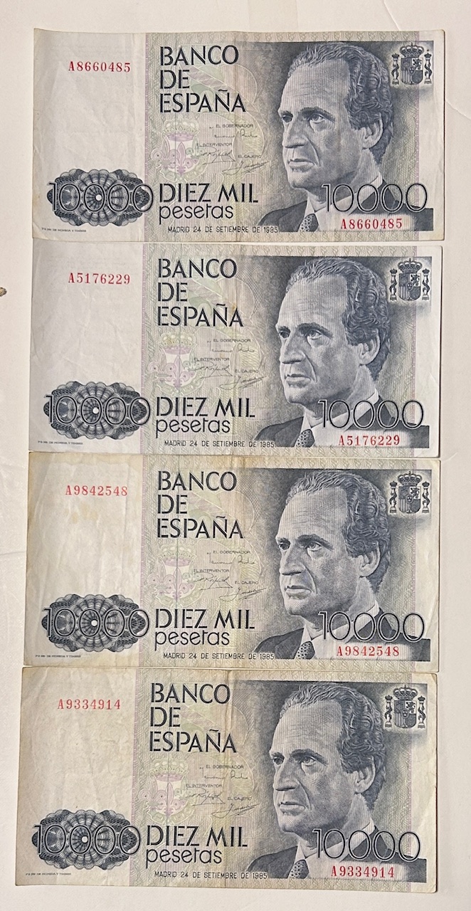 CRBS3852 CRBS3852 LOTE 4 BILLETES ESPAÑA 10000 PESETAS 1985 SERIE A USADOS - Imagen 1