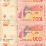CRBX0091 LOTE DE 4 BILLETES CORRELATIVOS ARGENTINA 1000 PESOS 2020 EBC 90