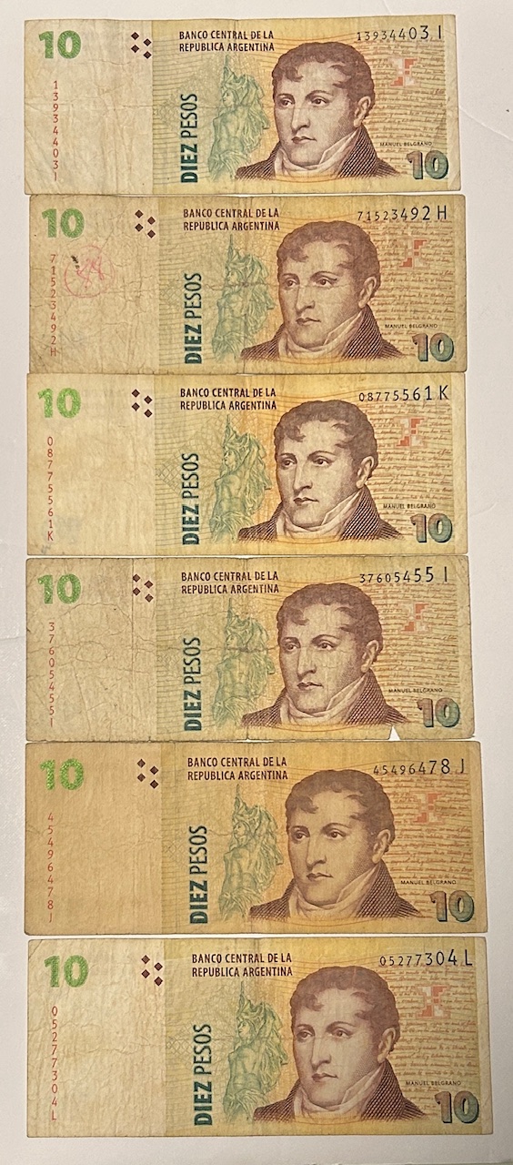 CRBX3263 CRBX3263 LOTE 10 BILLETES ARGENTINA 10 PESOS BC - Imagen 1