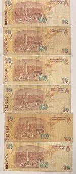 CRBX3263  LOTE 10 BILLETES ARGENTINA 10 PESOS BC - Imagen 2