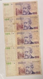 CRBX3264  LOTE 5 BILLETES ARGENTINA DIFERENTES BC