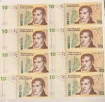 CRBX3268  LOTE 8 BILLETES ARGENTINA 10 PESOS EBC